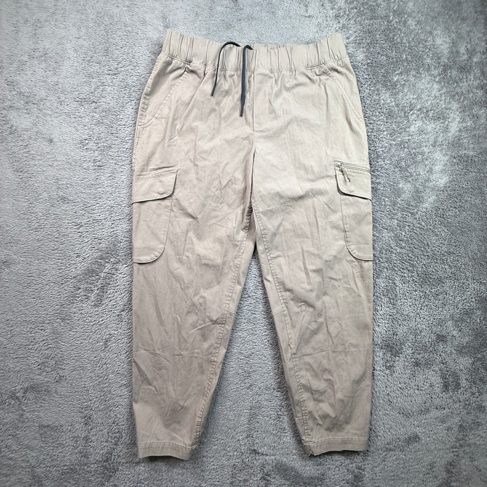 Mountain Hardwear Cargo Jogger Pants Womens L Beige Stretch Cotton Drawstring